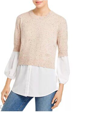 BROCHU WALKER  The Ebella Layered Crew Looker Confetti Cashmere/Wool Sweater M